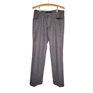 Gray Herringbone Tweed Pants with Metallic Silver Thread